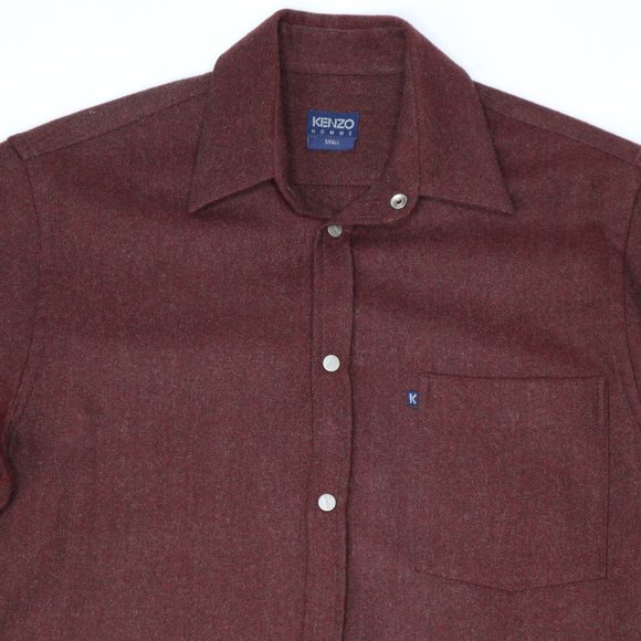 KENZO HOMME Wool Button-Up Shirt, Red Size Small - Picture 4 of 10